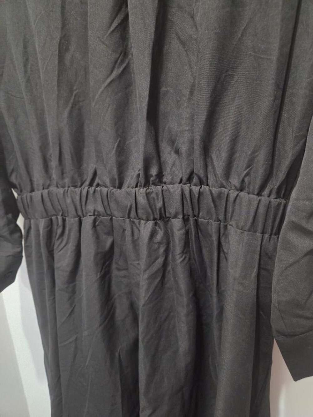 UOOZEE Polo Collar Black A-Line Swing Skirt Maxi Dress with Pockets Sz L/XL NWT - Picture 9 of 15